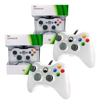 Comprar Kit 2 Controles Compatível Xbox 360 Pc Gamer Com Fio Branco Branco