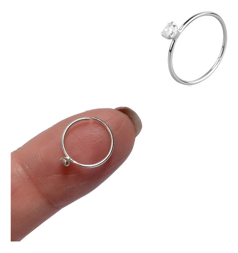 Piercing Argola Nariz Nostril Helix Ponto De Luz Prata 925