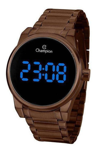 Relógio Feminino Champion Digital Ch40124r - Marrom Fundo Preto