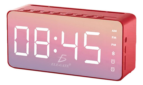 Reloj Despertador Con Bocina Bluetooth Integrado Tipo Espejo Color Rojo