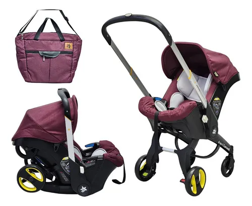 Carriola Para Bebé Starkids Polux Convertible Con Pañalera Color Cherry Burgundy