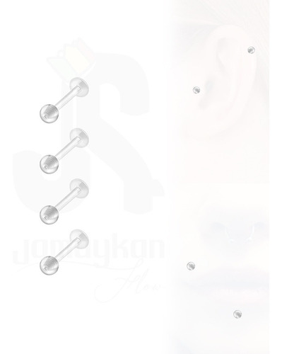 Piercing Labio Tragus Acrílico Translucido 12mm 16g Discreto