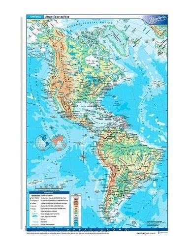Mapa Rivadavia Of Continente Americano Físico Político X10