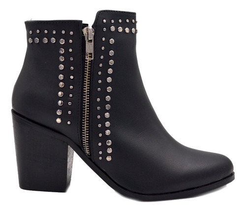 Botas Botinetas Taco Mujer Zapatos Cuero Moda Tachas 417pm