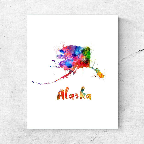  Pintura De Mapa De Alaska Arte Acuarela Pintura Papel ...