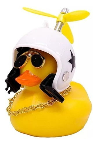 Patito Decorativo Con Casco Blanco Hélice Anteojos Cadena