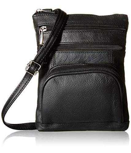 Roma Cueros Cuero Genuino Bolsillo Multi Crossbody Bolsa (ne