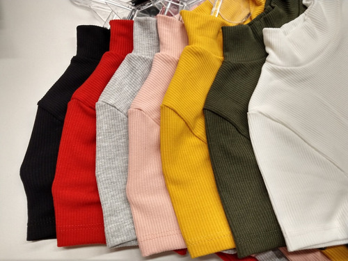 Crop Top Media Polera Mujer Lisos Basicos