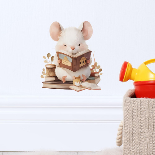 Royolam Lindo Ratón Lectura De Libros Calcomanías De Pared Y