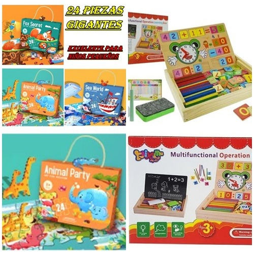 Juegos Educativo 1 Puzzle    + 1 Caja De Juegos Doble Faz