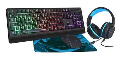 Imagen 1 de 2 de Kit Gamer Teclado Mouse Auricular Pad Combo 4en1 Noga Nkb405