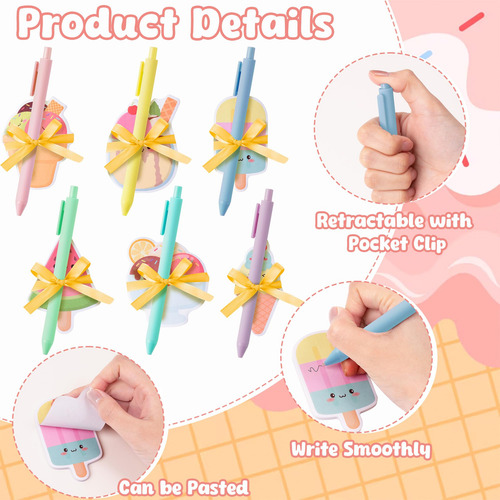 Juego De 24 Helados De Verano Sticky Notes L1rabe Con Bolígr