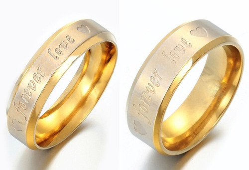 Par Anillos Acero Titanio Parejas Novios Love Forever A021