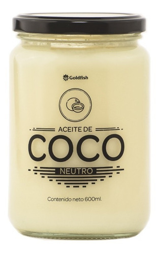 Aceite De Coco Neutro X 600 Ml Frasco Vidrio Goldfish