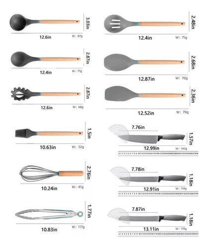 Set 19 Juegos Utensilios De Cocina De Silicona Con Soporte