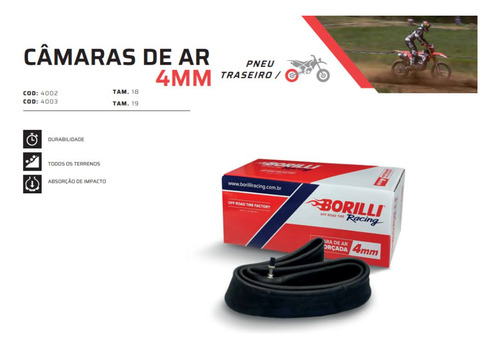 Câmara De Ar Borilli R19 Reforçada - 4mm 100/90 - 120/80-19
