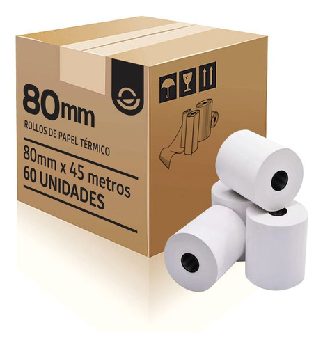 Rollo Papel Termico 80mm X 45 Mts X 60 Rollos Fiscal 