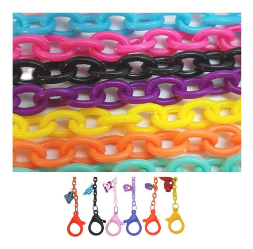 Imagen 2 de 9 de 12 Cadenas De Plástico Finas Colores Para Bisutería