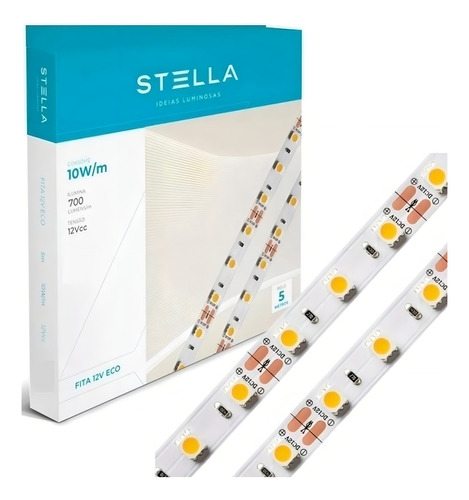 Kit 4x Fita Profissional Stella 10w/m 12v 2700k Sth7814/27 Luz Branco-quente 110v/220v