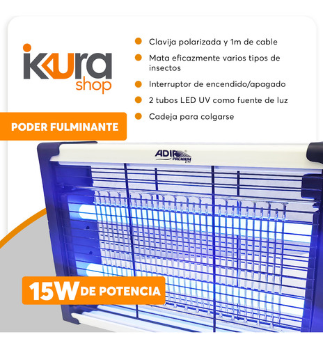 Eliminador De Mosquitos Led 15w Mosquito Killer Adir 2199 Blanco