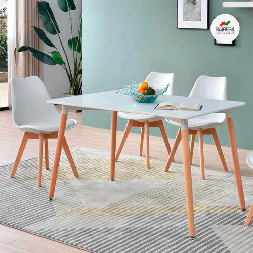 Imagen 4 de 5 de Juego De Comedor Mesa Eames 140x80 + 4 Sillas Tulip