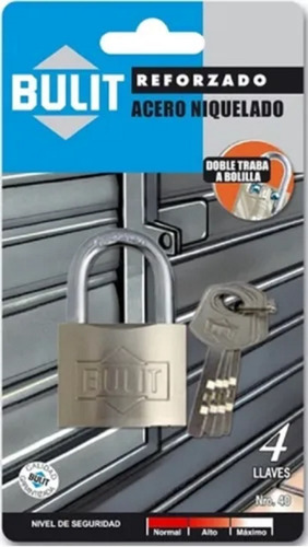 Candado Bulit Reforzado De Acero Niquelado N°40