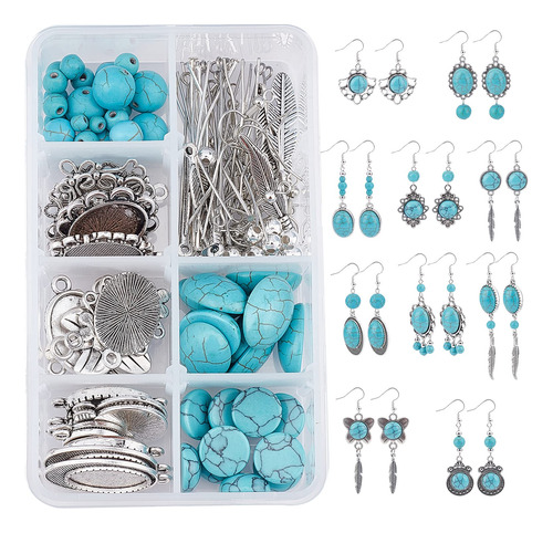 Sunnyclue 1 Caja De 10 Pares De Aretes De Cuentas Turquesas,