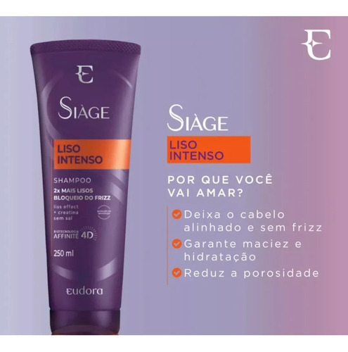 Shampoo Siàge Liso Intenso 250ml Eudora