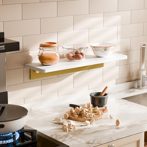 Estante Flotante Mármol Pared Baño Moderno Resistente, Blanc
