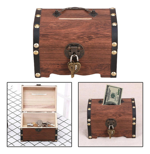 Caja De Almacenamiento De De Madera Con Cerradura, Memoria,a