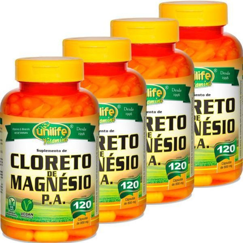 Cloreto De Magnésio P.a - Unilife 4x120 Cápsulas