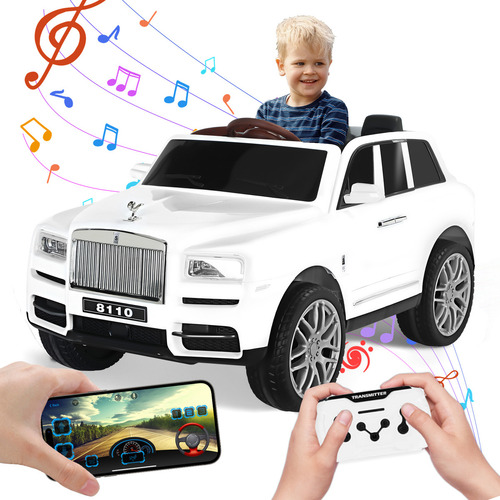 HONEY WHALE Carro Electrico Para Niños Montable Con Control Remoto 8110 Autonomía de 70 Minutos Velocidad Máxima 5 KM/H Color Blanco Honeywhale