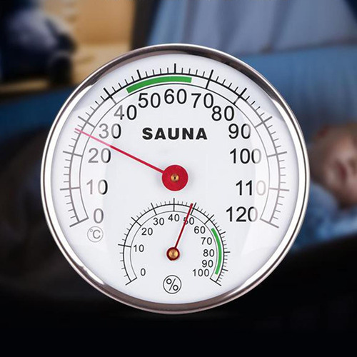 A Termômetro De Sauna Com Caixa De Metal E Higrômetro