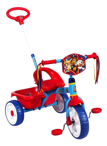 Triciclo Apache Para Niño/a Paw Patrol Con Barra Empuje Azul