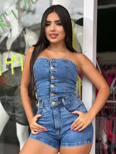 Macac o Jeans Curto Sal E Pimenta Ref 14923