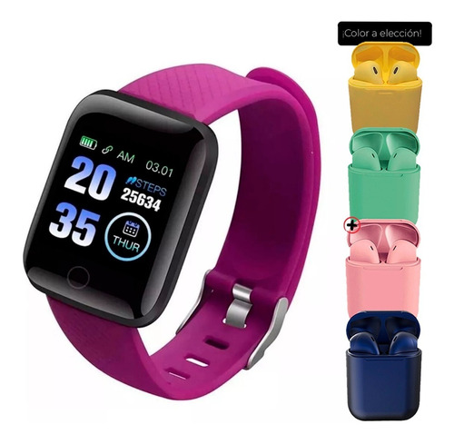 Smartwatch 116 Plus Redes Sociales + Auriculares Inalam