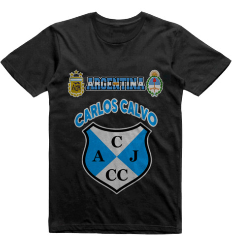 Remera Infantil Negra Carlos Calvo La Barrancosa