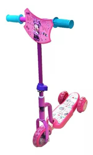 Monopatín de pie Unibike Scooter 3 ruedas Minnie  rosa y celeste para 5 años