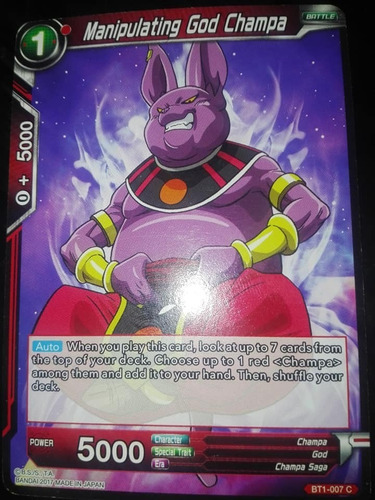 Manipulating God Champa Carta Dragon Ball