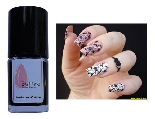 Esmalte Betina Preto Carimbos Unhas