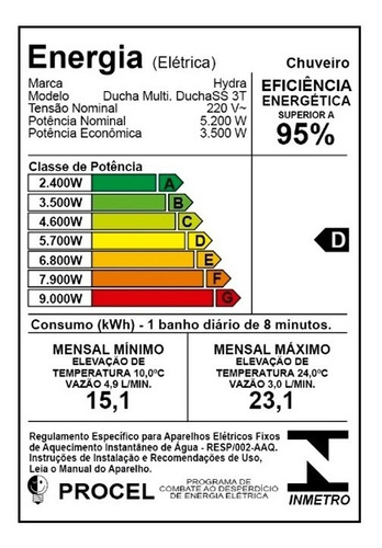 Imagem 4 de 4 de Chuveiro Ducha Elétrica Corona Hydra Ss 3 Temp. 220v 5200w