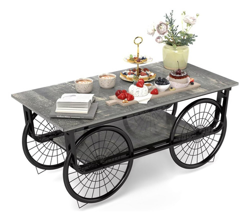 Mesa Auxiliar Rectangular De Estilo Moderno Con 4 Ruedas