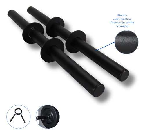 Kit Pesas 50lb Barra Recta 150cm Mancuernas Y Discos Negro