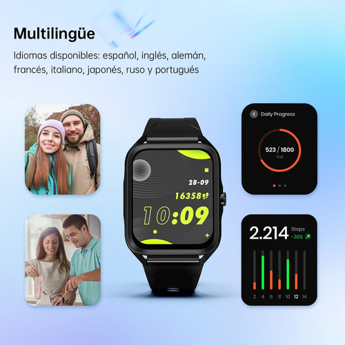 Reloj Inteligente Unisex G-tide Q1 Con Notificación De Mensajes, Asistente De Voz Inteligente Para Ios/android, Salud Deportiva, Resistente Al Agua