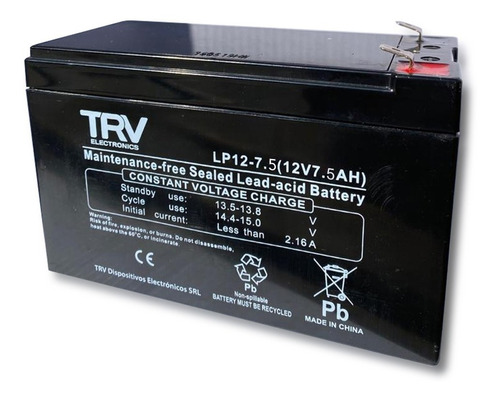 Batería Trv 12v-7,5a / Recargable /alarmas /ups /luz Emergen