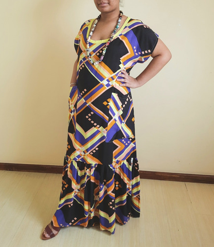 Imagem 4 de 5 de Vestido Feminino Tecido Longo Bárbara