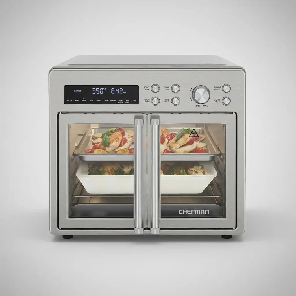 Chefman Horno Tostador Freidora De Aire Con Puerta Francesa Plateado
