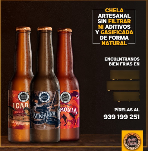 Cerveza Artesanal Santa Diabla Caja 24 Unidades Con 2 Copas