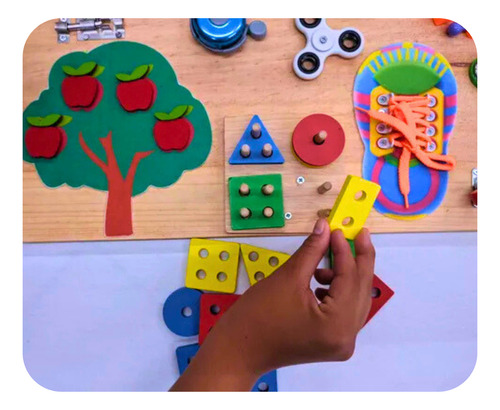 Painel Sensorial Montessori Em Madeira Pinus Pronta Entrega