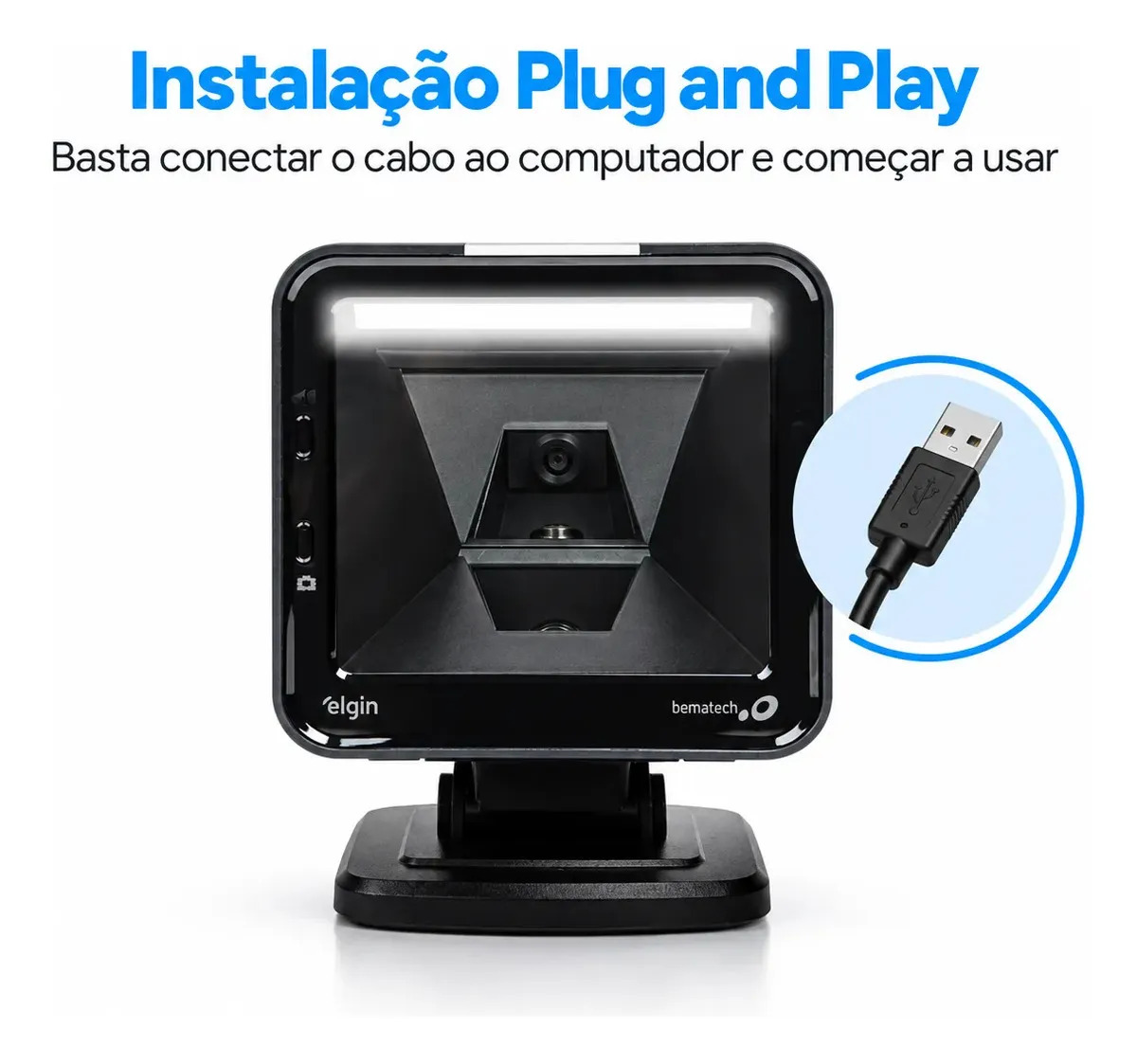 Leitor de Código de Barras Fixo Elgin EL 8600 USB Imager Para 2D